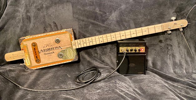 "Thin Ones" Cigar Box Guitar Bridge with vintage U. S. Wheat Pennies