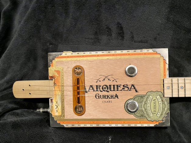 "Thin Ones" Cigar Box Guitar Bridge with vintage U. S. Wheat Pennies