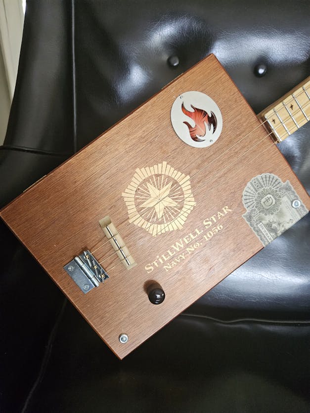 "Indian Head" Vintage Penny Sound Hole Cover for Cigar Box Guitars